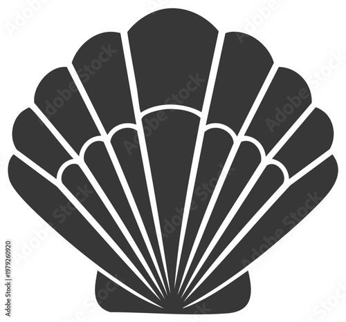 Stylized scallop seashell vector icon with a simple art deco design