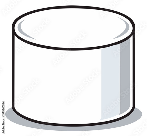 Blank white unlabeled food can illustration with bold outline for packaging.