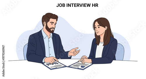 Job Interview HR: Man and Woman Discussing Resumes at Desk