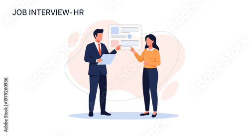 Job Interview HR: Man and Woman Discussing Resume and Presentation