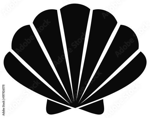 Stylized scallop shell vector illustration with graphic design elements