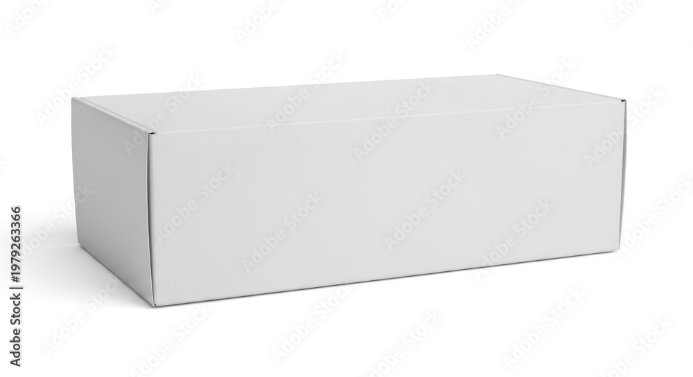 Naklejka premium Isolated empty rectangular white cardboard bakery box mockup for food packaging design, retail branding, takeaway containers