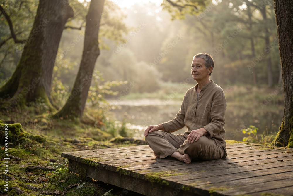 Fototapeta premium Meditation and Mindfulness for Longevity and Mental Wellness