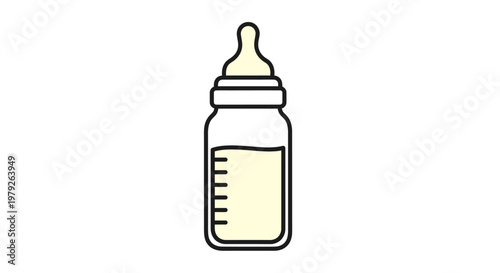 Baby bottle with milk inside.