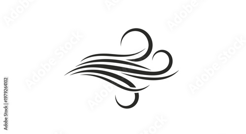 Black swirling abstract design element symbol.