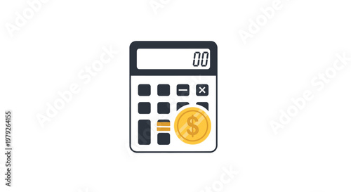 Calculator with gold coin.