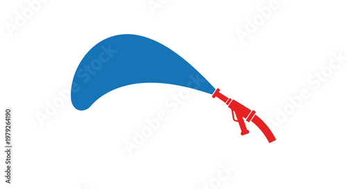 Blue Hand Fan with Red Handle.