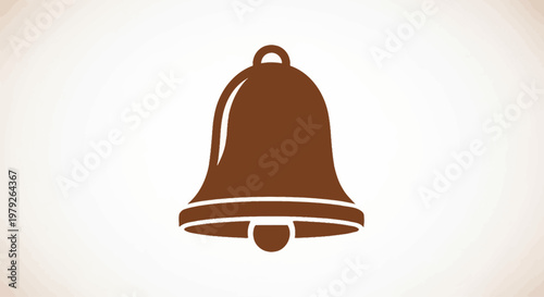 Brown Metal Bell Icon Symbol.