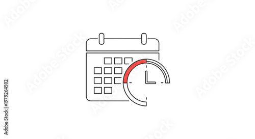 Calendar with clock icon.