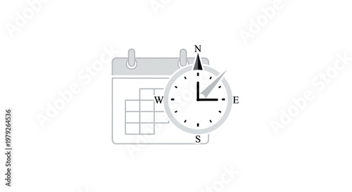 Calendar with compass clock.