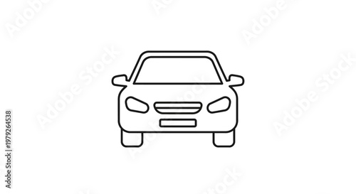 Car Front View Line Drawing.