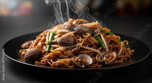 Delicious Seafood Noodle Dish with Clams.