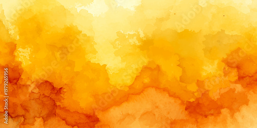 Vibrant abstract watercolor background featuring a hot explosion of orange and yellow paint with a grunge paper texture and burning flame patterns