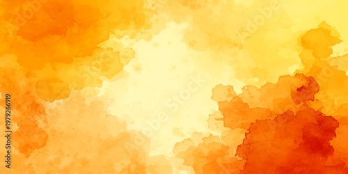 A vintage grunge wallpaper design featuring hot orange and red fire flames burning with a watercolor paint texture on old paper under a smoky yellow sky pattern
