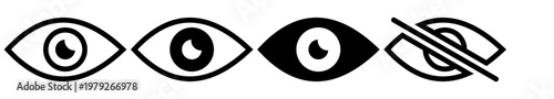 eye icon set visible and hidden vision symbols see view invisible eye incognito privacy icons collection
