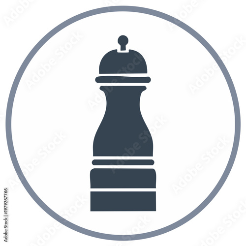 Pepper Mill Icon Culinary Spice Grinder Condiment Seasoning Tool Vector Illustration