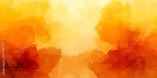 Abstract watercolor grunge background featuring a fiery orange and yellow texture with artistic smoke and flame patterns on vintage paper