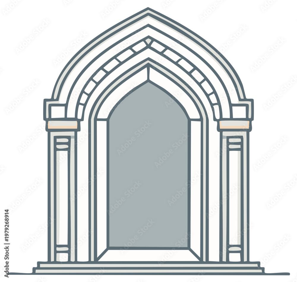 Fototapeta premium Gothic Archway Architectural Element Simple Line Drawing
