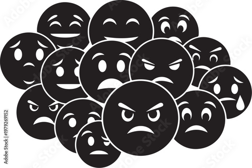 Collection of angry emojis with various expressions and faces