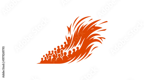 Group Of People Emerging From Abstract Flames