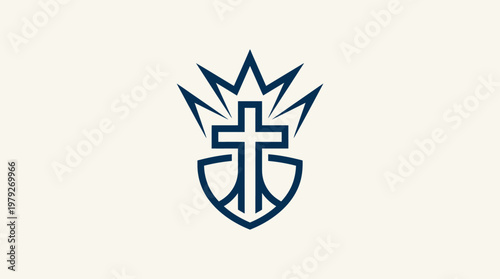 Elegant Christian Cross Emblem Design on Pale Background