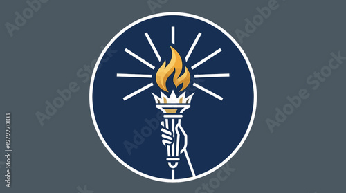 Elegant Torch Emblem Against Dark Background