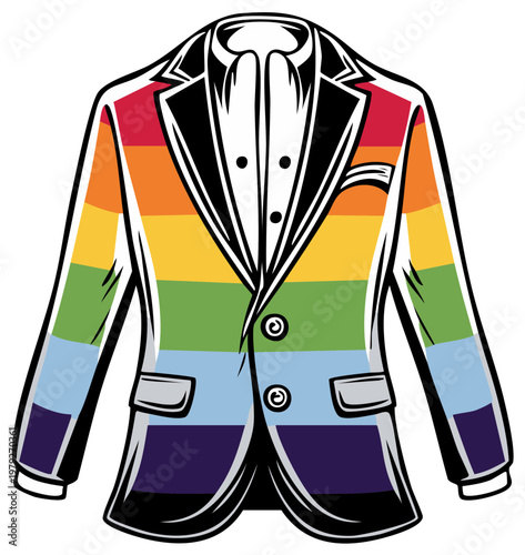 Dapper Rainbow Pride Suit Jacket Celebration of Diversity and Inclusion Fashion Statement