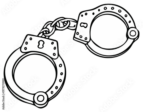 Handcuffs Illustration Crime Control Concept Arresting Tool Symbol of Law Enforcement