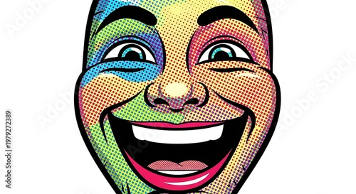 Joyful pop art face