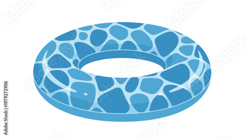 Blue inflatable swim ring featuring a stylish water ripple pattern designed for summer pool and beach activities.