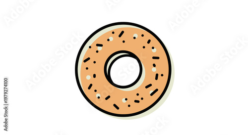 A cartoon glazed donut with sprinkles.