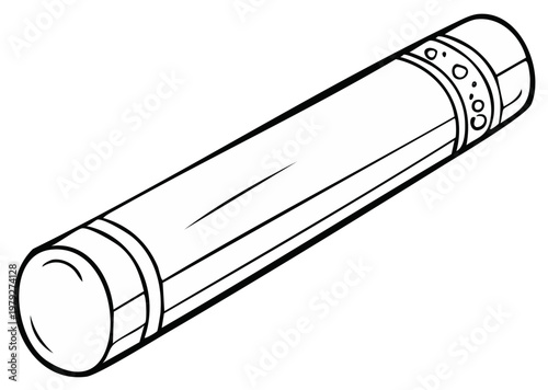 Drawing of Cigar in Black and White Line Art Design Illustration of Hand Rolled Tobacco Product