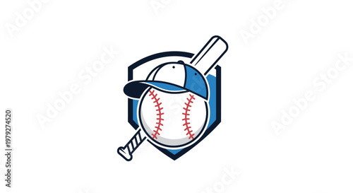 Baseball Bat and Ball Sports Logo.