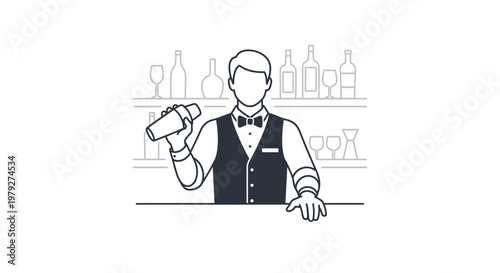 Bartender mixing drink with shaker.