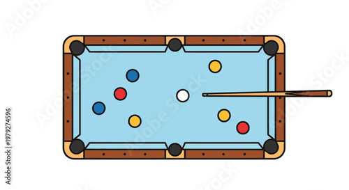 Billiards game with colorful balls.