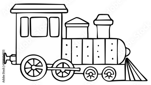Illustration of a vintage steam locomotive for children's art and education