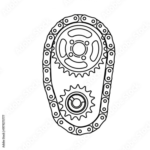 Detailed illustration of gear chain mechanism.