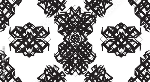 Intricate Black and White Geometric Pattern Design Elements