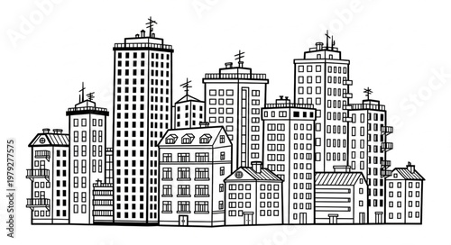 City Skyline Urban Buildings.