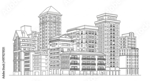 City Skyline Urban Buildings.