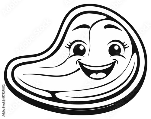 Smiling Steak Cartoon Character with Happy Face