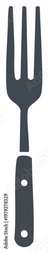Simple dark gray fork illustration with three prongs and a rounded handle