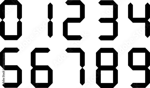 シンプルデジタル数字セット（0〜9）モノクロ表示　カウント用ナンバー素材