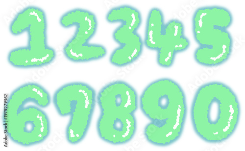 もこもこ手描き数字セット(0〜9)ポップデザインかわいい装飾用イラスト素材