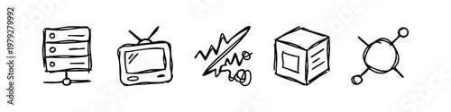 Hand Drawn Sketchy Network Server and Technology Icons
