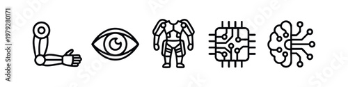 Professional Line Art Icons for Future Technology Robotics and Artificial Intelligence Concepts