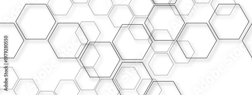 Vector Abstract geometric hexagons convey network and science with orderly patterns and interconnectedness, digital design show contemporary style and modern aesthetics