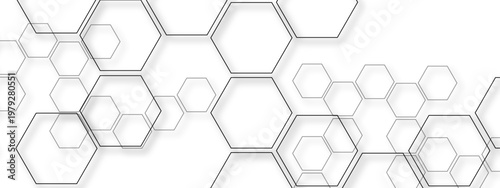 Vector Abstract hexagonal pattern evokes a sense of technology and connectivity, featuring geometric shapes and futuristic designs, and symbolizes digital network with data flow 