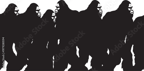 Silhouette of a group of people walking together outside