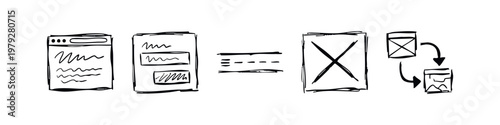 Artistic Hand-Drawn Sketch Icons for User Experience Design and Storyboard Development